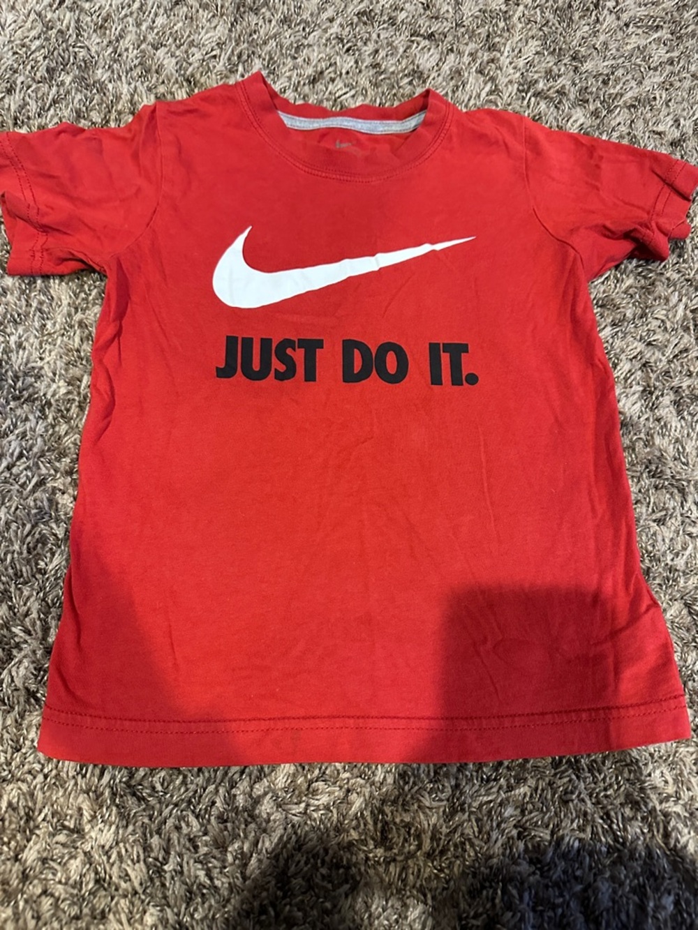 Nike Red Short Sleeve Tee with White Swoosh and Black 'Just Do It' Text
